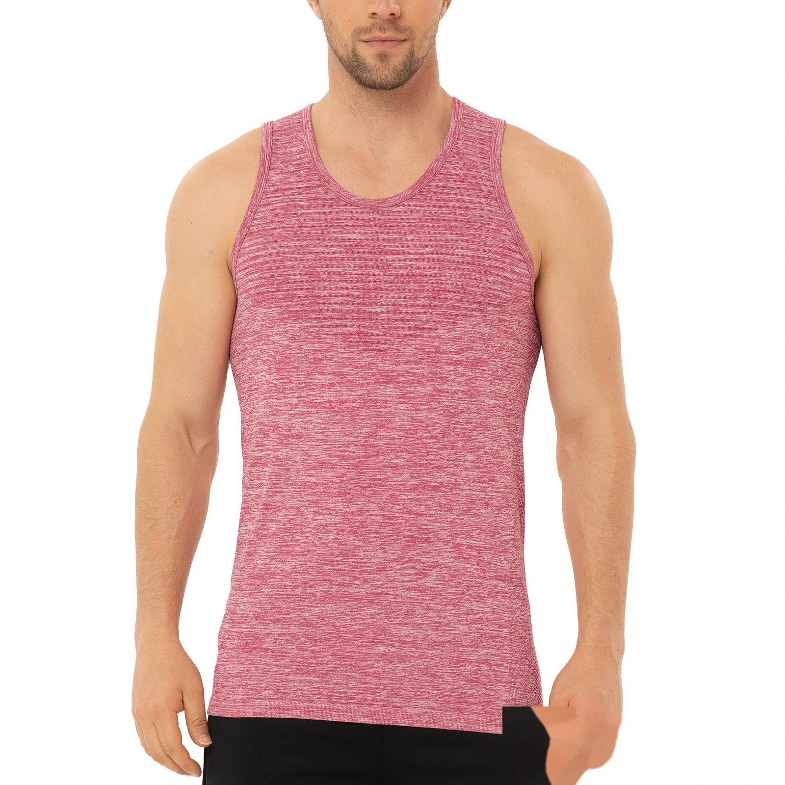Soft and high elastic men's knitted vest, tight-fitting sports coat and sleeveless vest detail