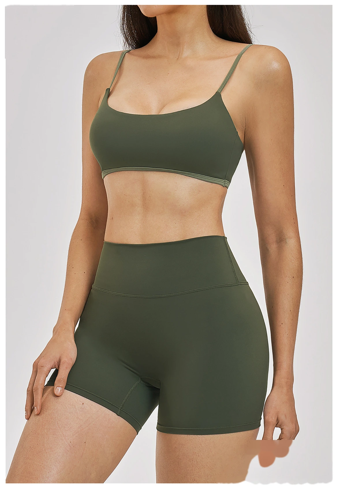 Custom Women’s Thin Shoulder Strap Beauty Back Sports Bra Fake Two Piece Tennis Skort Yoga Fitness Set detail