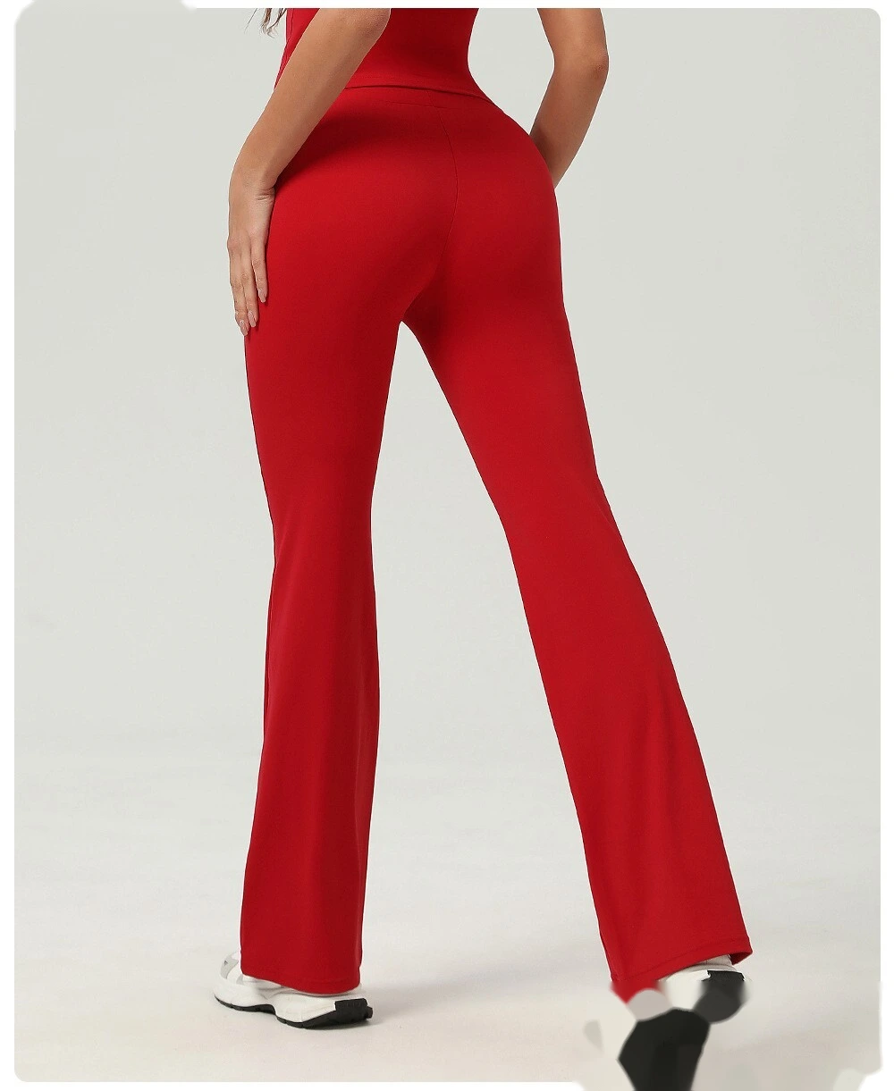 Hip-lifting yoga bell-bottoms fitness exercise wide-leg micro-pants high waist drawstring quick-drying yoga pants detail