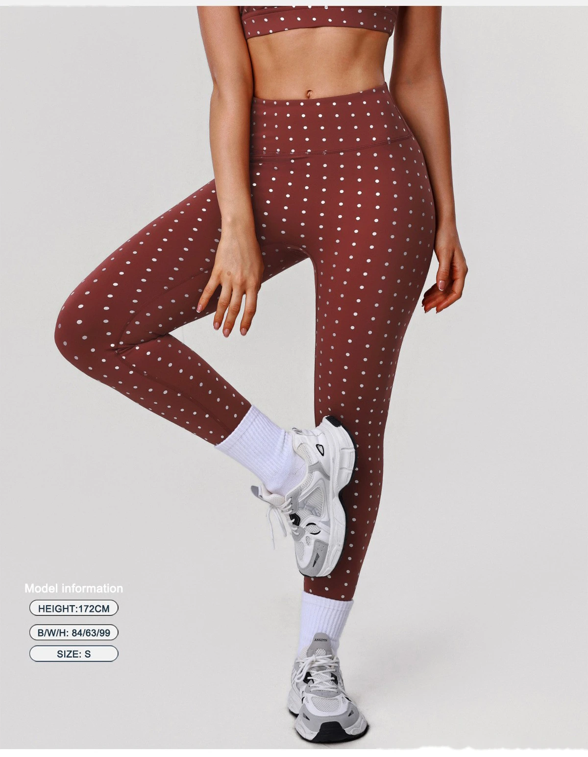 Bulk Custom Silver Polka Dot Yoga Leggings - Factory Direct High-Waisted Tights Products detail