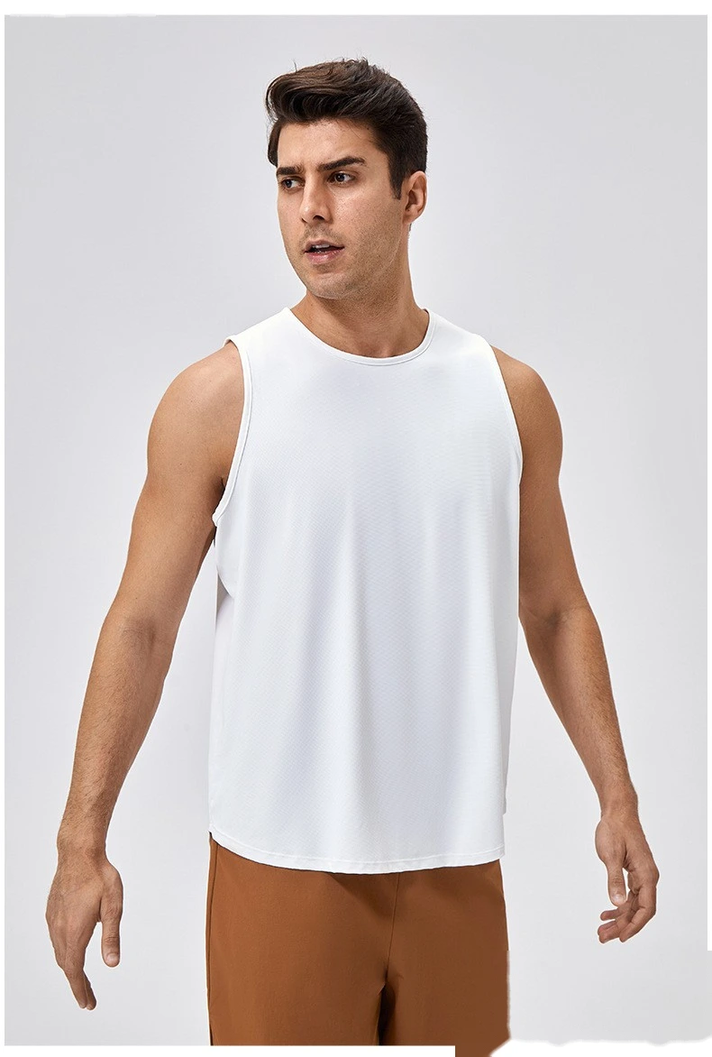 Customized men's breathable and comfortable high-elastic sports fitness vest detail