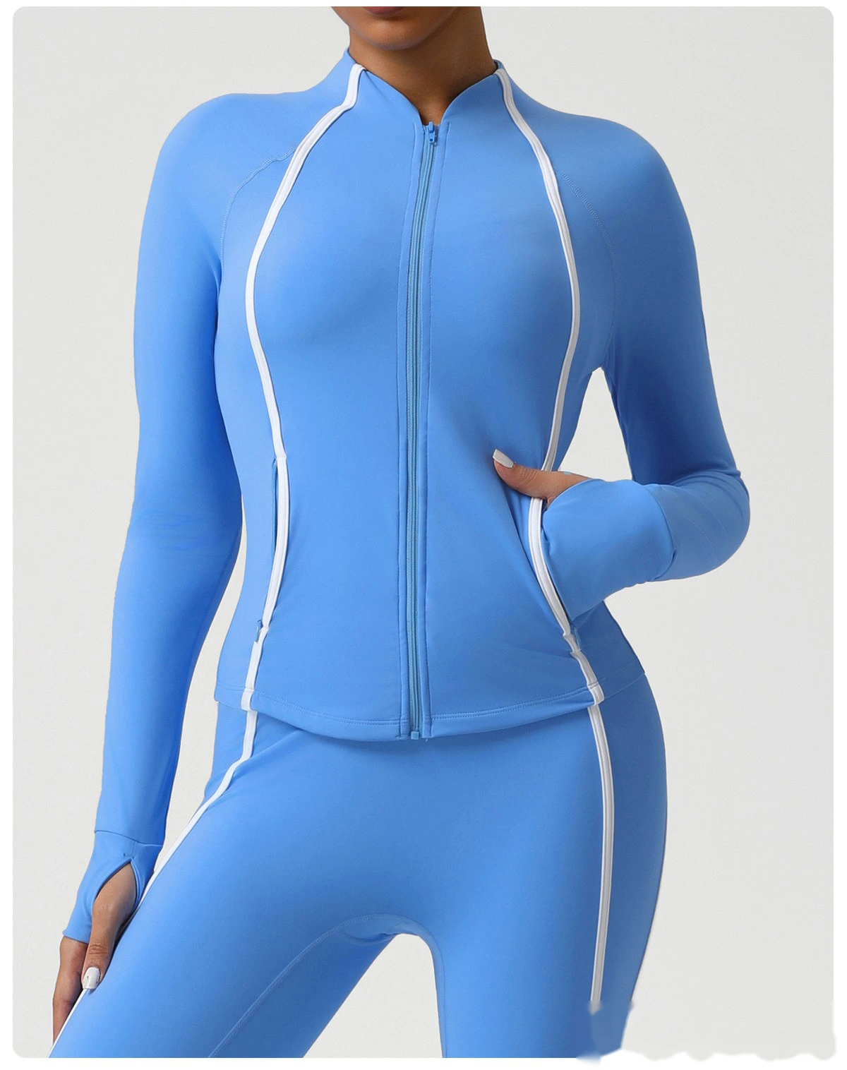 Custom autumn and winter sports yoga clothing jacket zipper cardigan jacket high elastic training fitness jacket detail