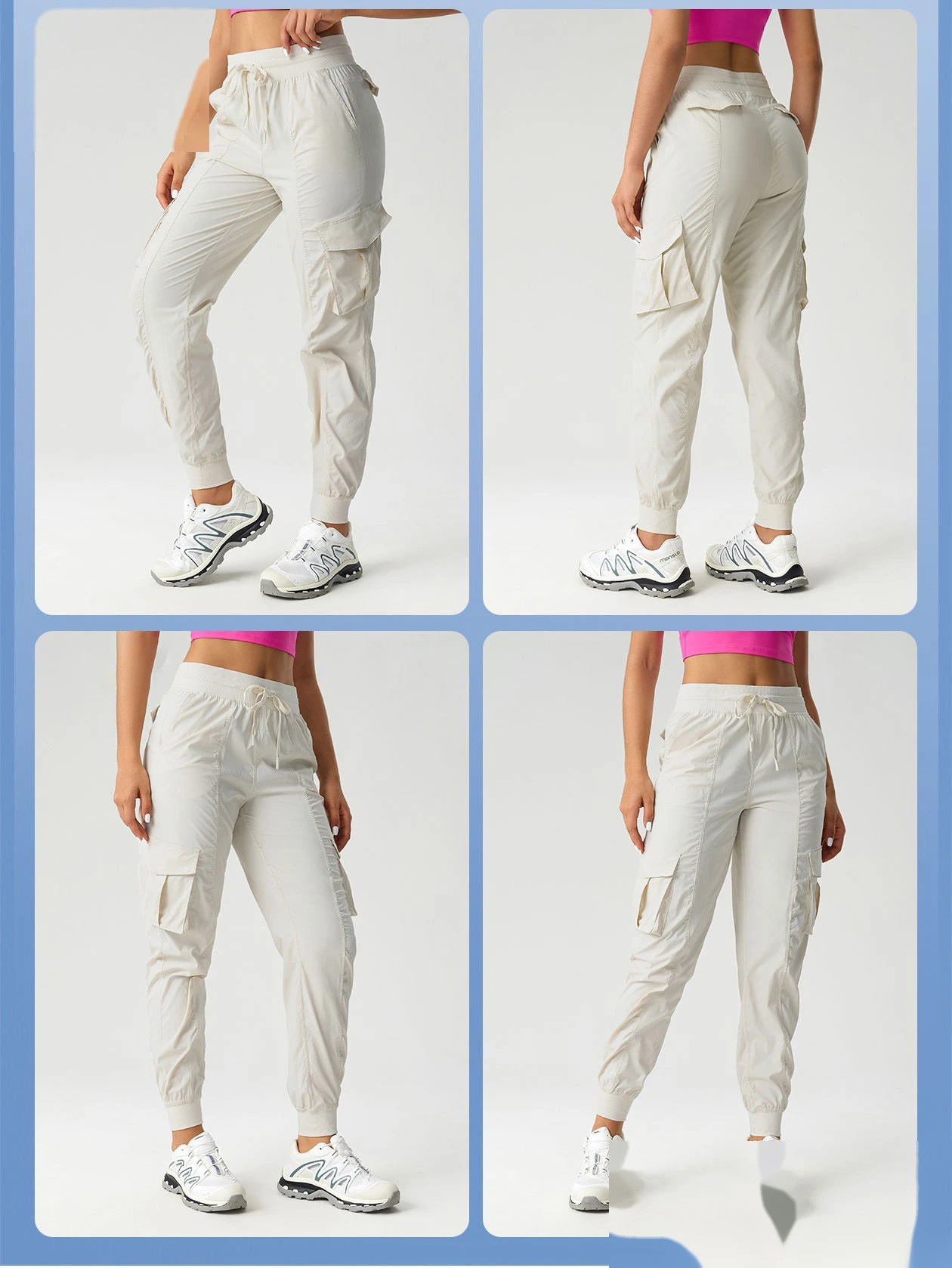 Custom-made light, quick-drying and breathable sports and fitness pants for women's outdoor leisure toe-binding overalls detail