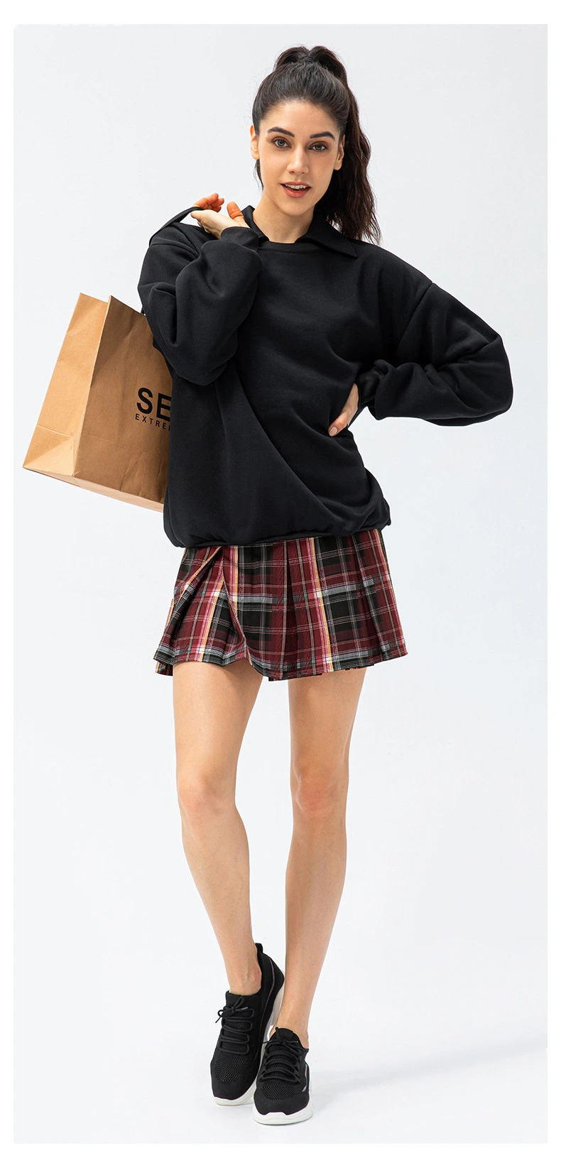 Womens tennis skirts elastic athletic golf skorts with pockets detail