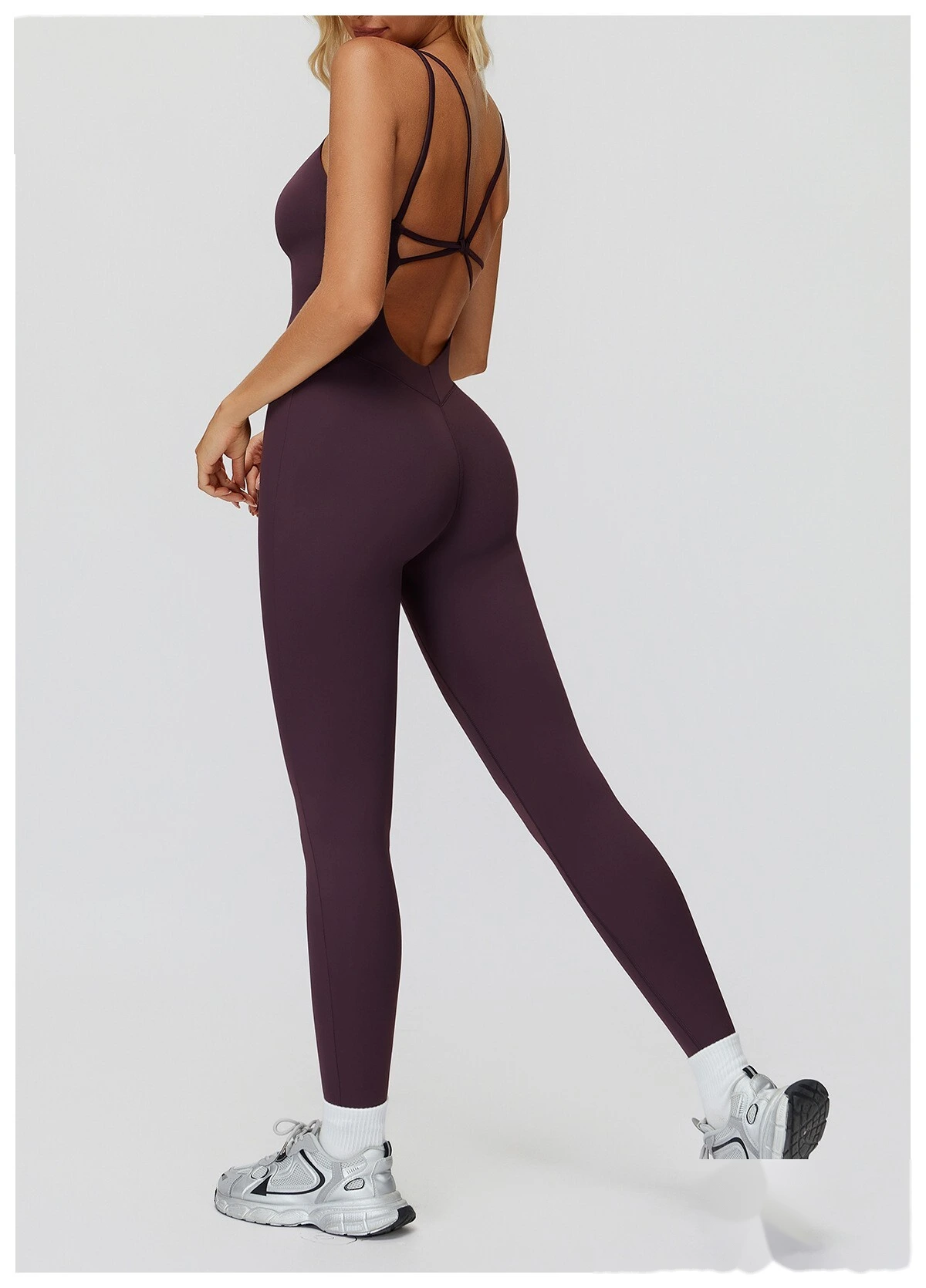 Women's Sexy Slim-Fit High Elastic Yoga Unitard - Customizable One-Piece Workout Gear for Running & Fitness detail