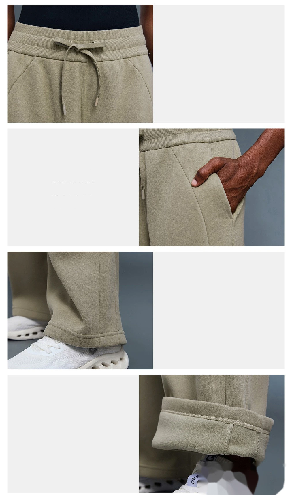 Customized autumn and winter plus velvet thick straight wide-leg pants loose warm sports pants detail