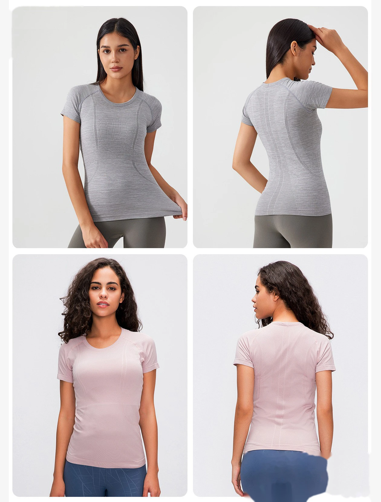 New ladies short-sleeved T-shirt running fitness shirt slim breathable yoga short sleeves detail