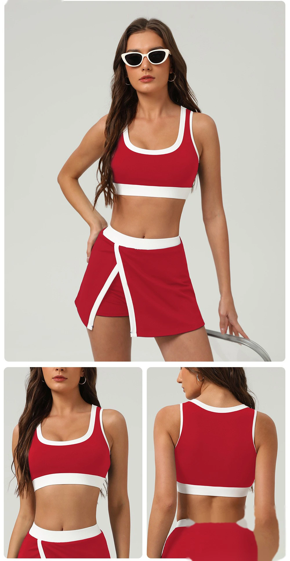 Color matching sports bra quick-drying shockproof yoga vest bra detachable chest pad fitness suit detail