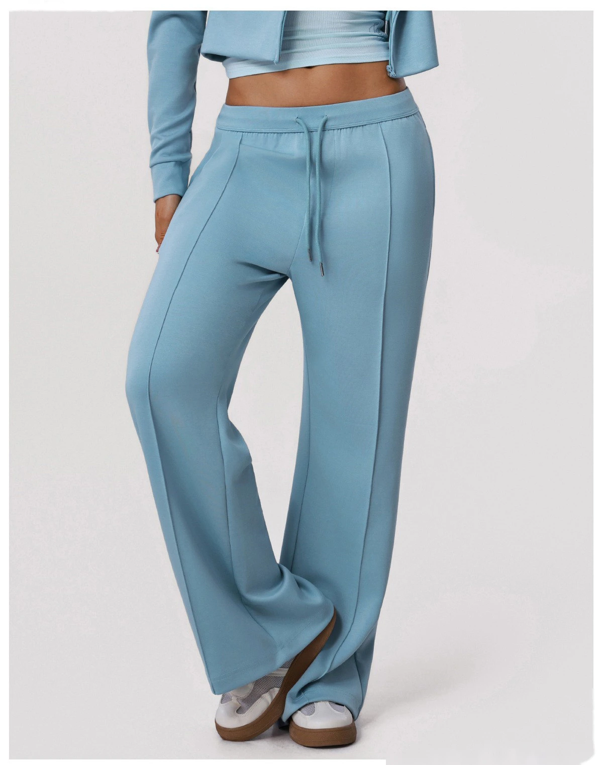 Women's New Loose-Fit Sports Tracksuit - Customizable Wide-Leg Straight-Leg Yoga Pants + Workout Top, Running & Fitness detail
