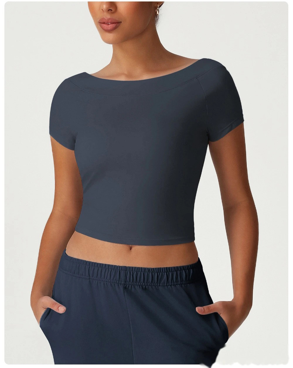 Slim-fit shaping sports top New skims short-sleeved T-shirt leisure yoga clothes high-elastic top detail