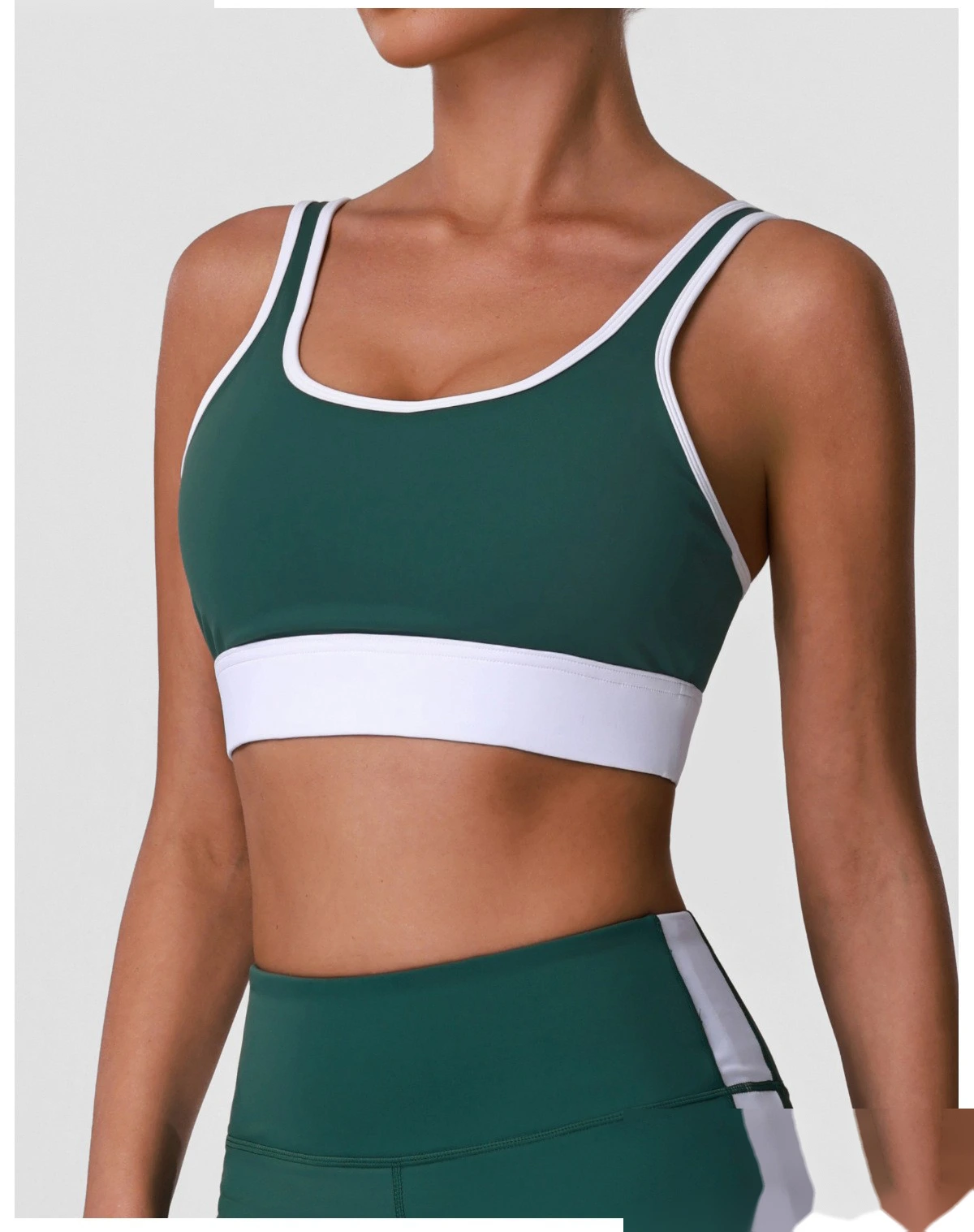 Women’s Custom High Stretch Quick Dry Color Block Sports Bra Beauty Back Yoga Bra Tank Top detail