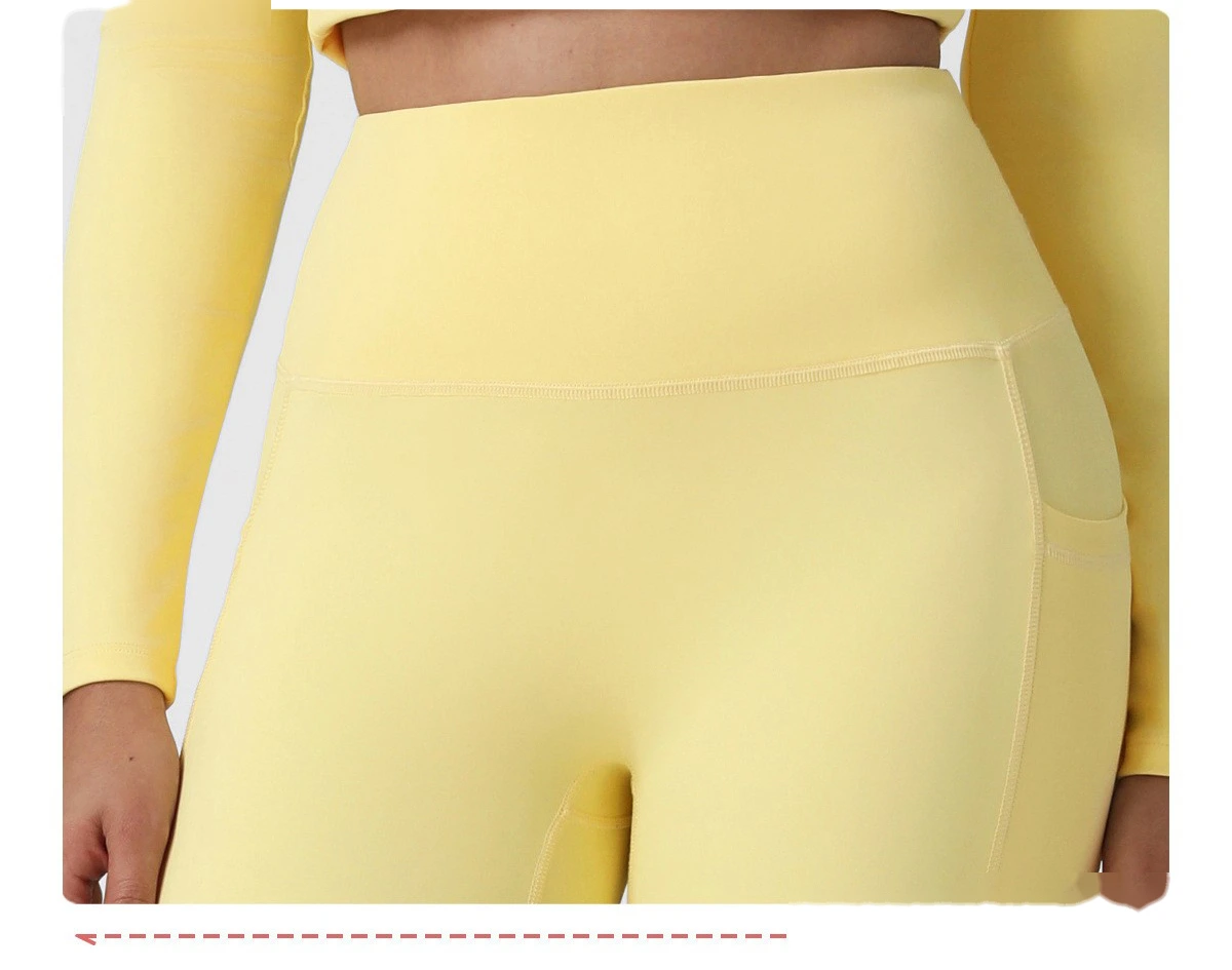 Customized fashion tight-fitting high-elastic slim side pocket sports yoga fitness pants detail