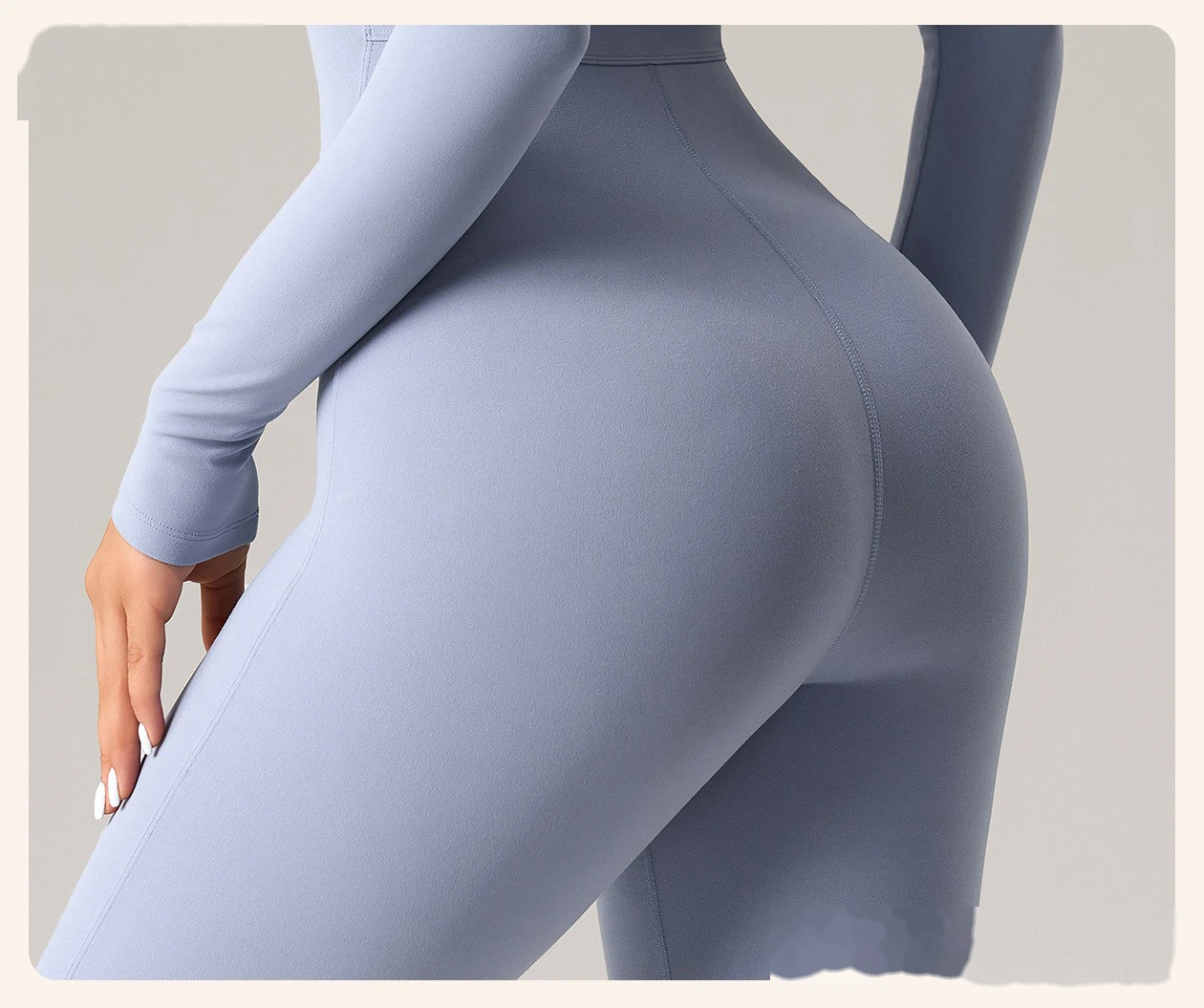 Women’s High Stretch Long Sleeve Half Zip Fitness Jumpsuit Slim Fit Butt Lifting Yoga Workout Bodysuit detail