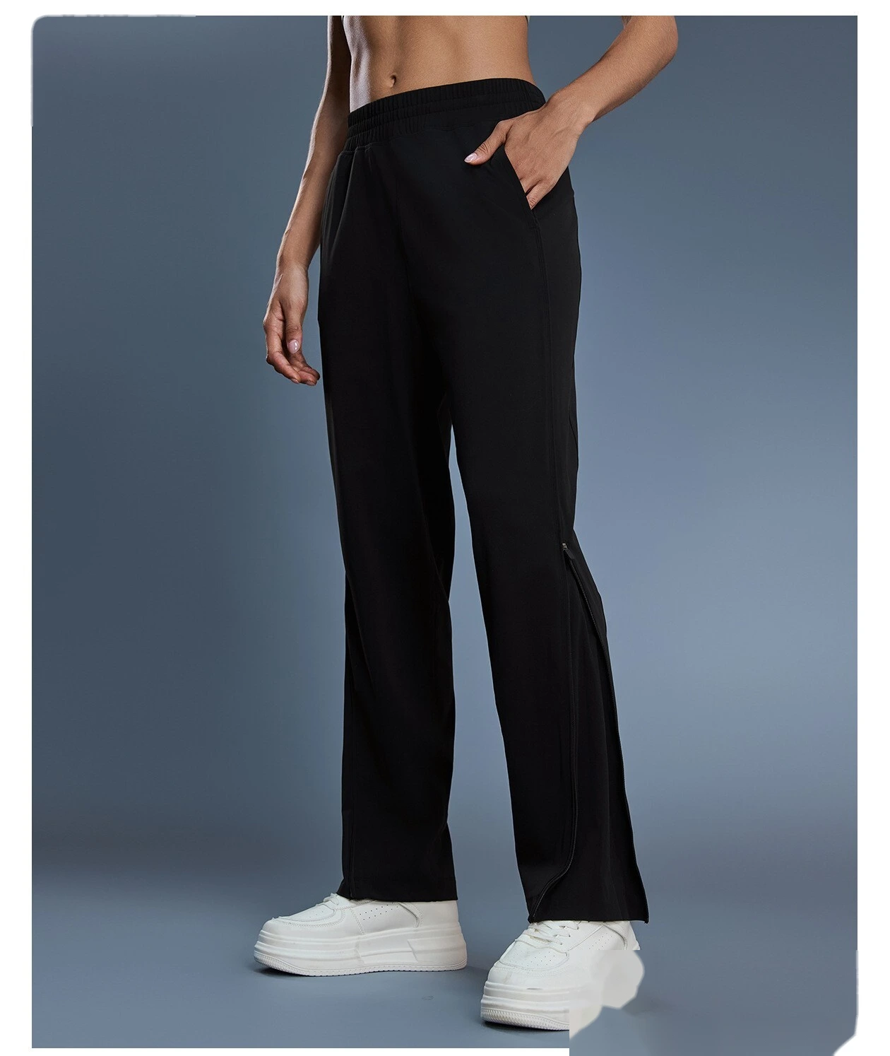 Custom Women's Casual Sport Pants | Thin Breathable, Zipper Cuffs, for Fitness & Running detail