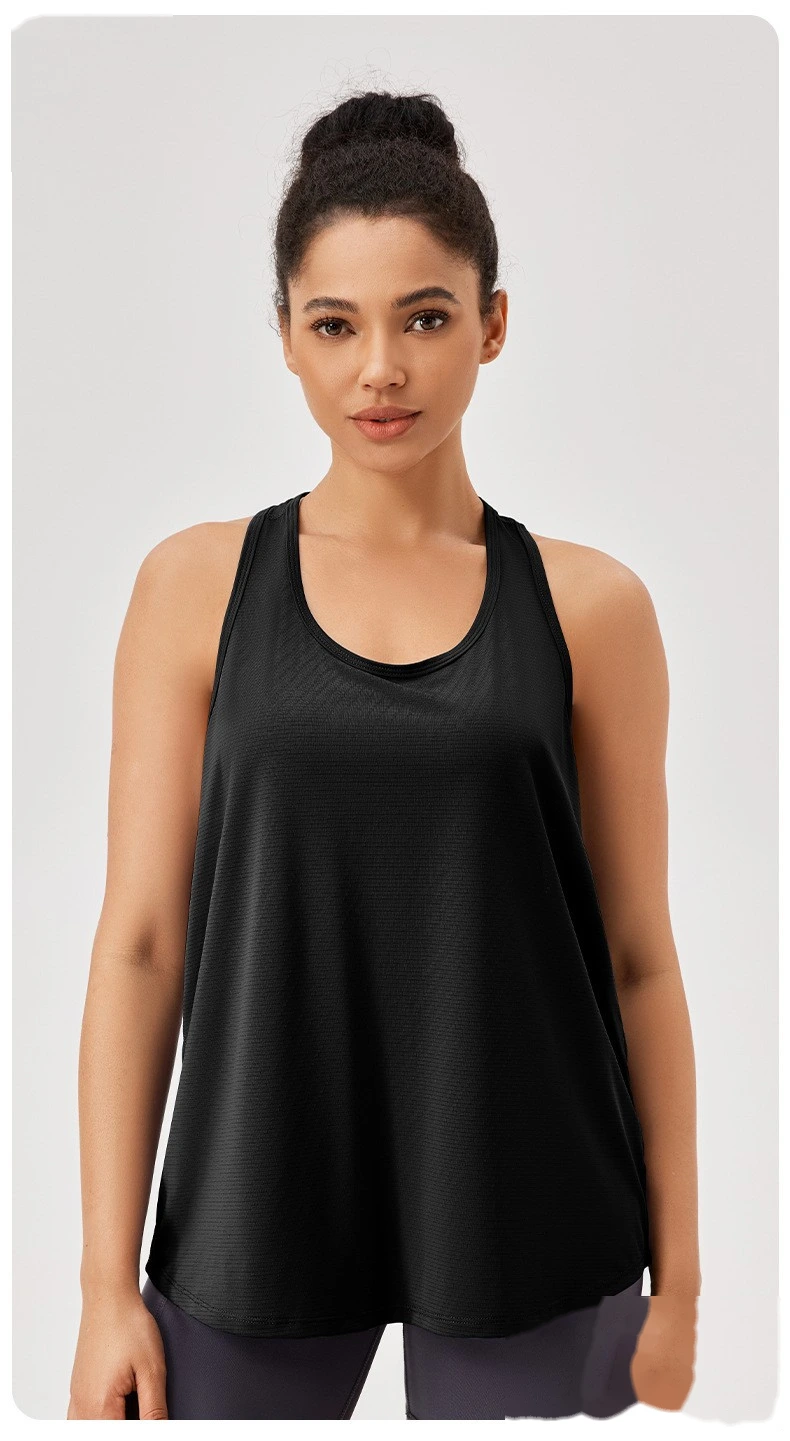 Sports blouse loose suspender vest yoga clothes breathable sleeveless fitness running top detail