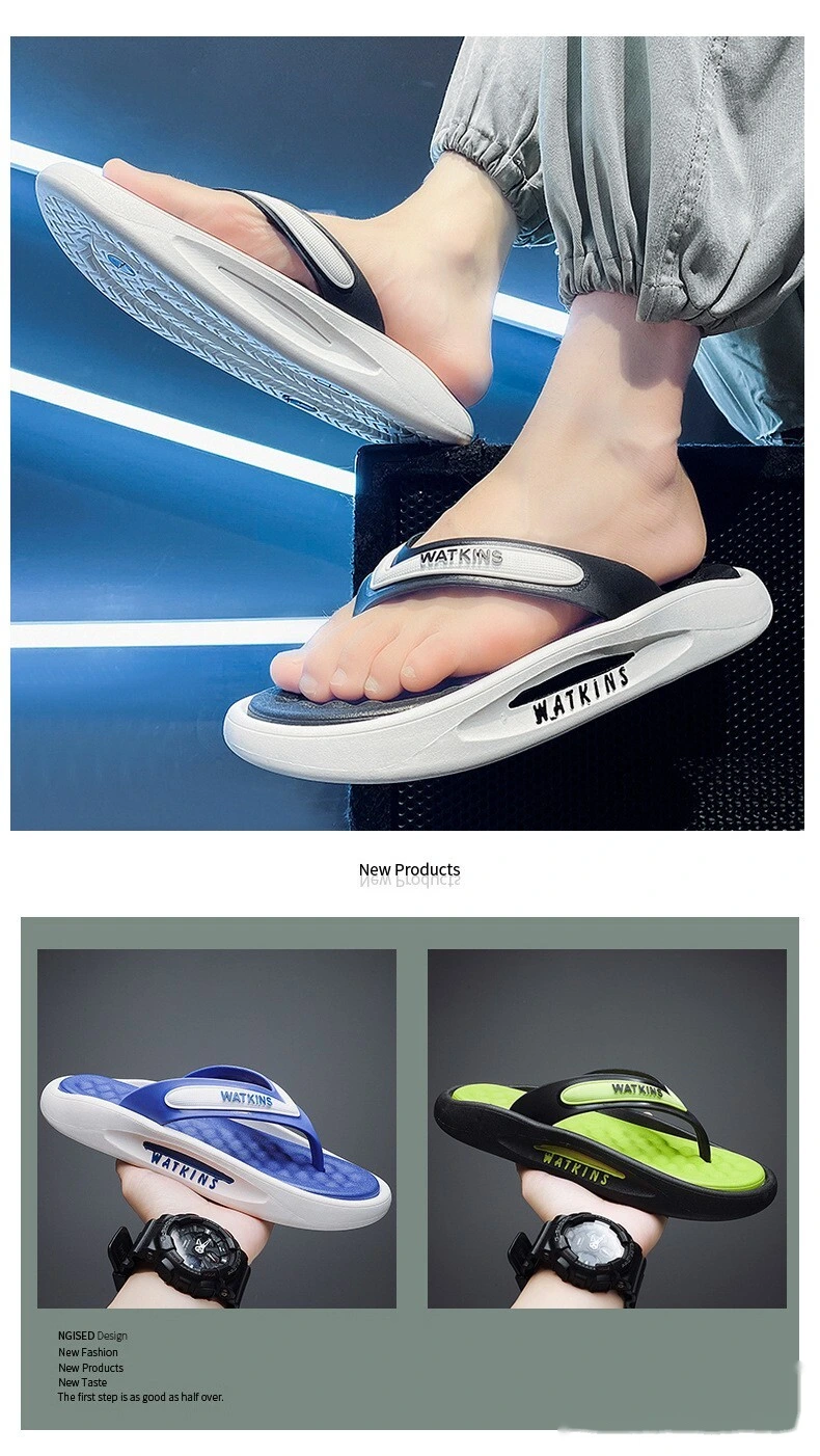 Custom flip-flops outdoor thick-soled fashion beach men's shoes soft-soled pinch couples sandals. detail