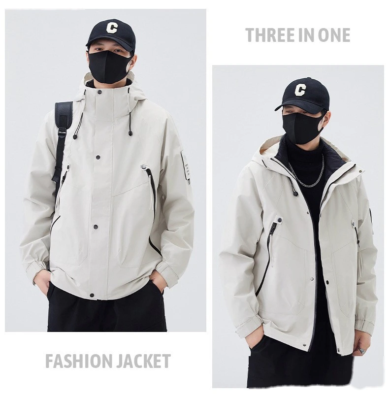 Customized jacket down three-in-one men's windproof waterproof fleece liner coat mountaineering suit detail