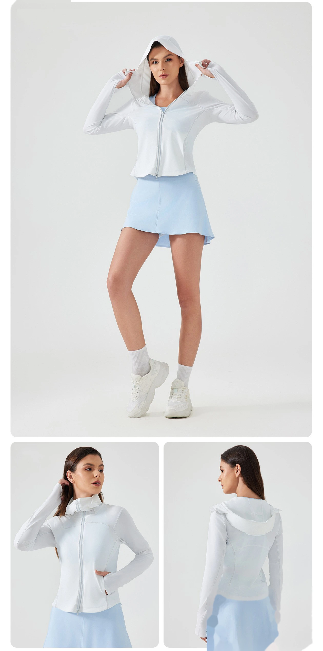 Customized hooded sunscreen clothing for women's ice-quick-drying breathable outdoor anti-ultraviolet skin clothing detail