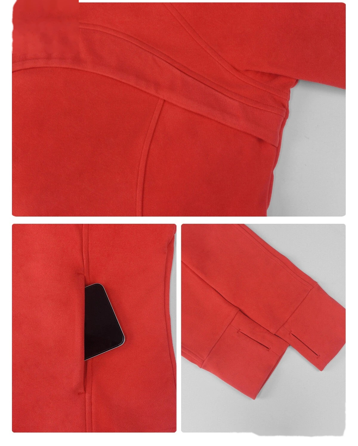 Custom Plus Size Slimming Fleece Sports Jacket for Women - Warm Figure-Hiding Stand Collar Plush Yoga Outerwear detail