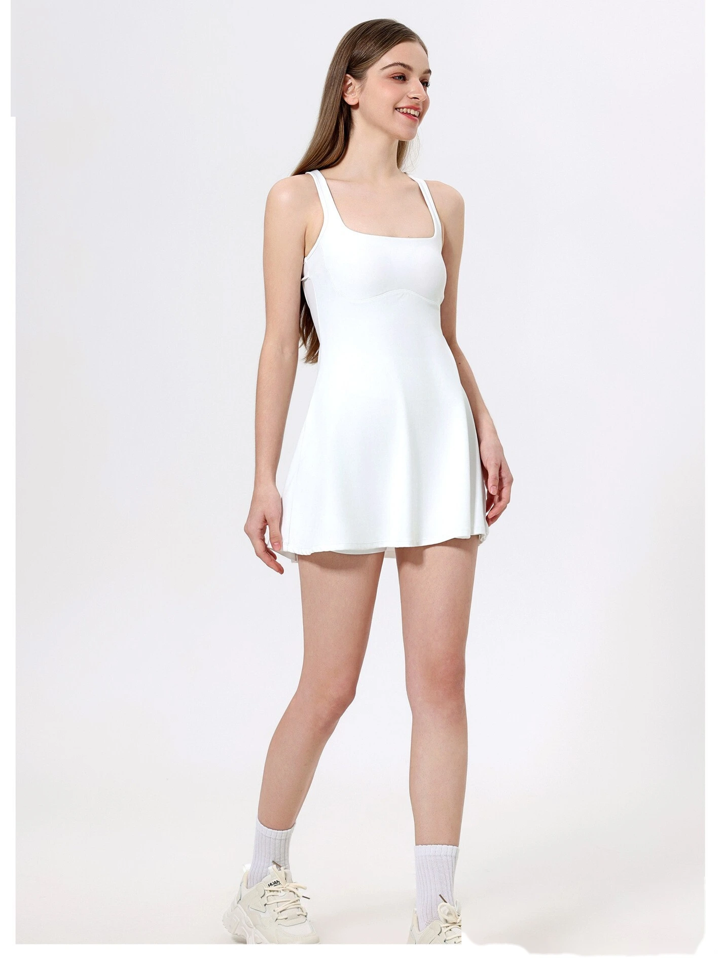 Naked sports dress beautiful back anti-exposure leggings outdoor running fitness tennis skirt detail