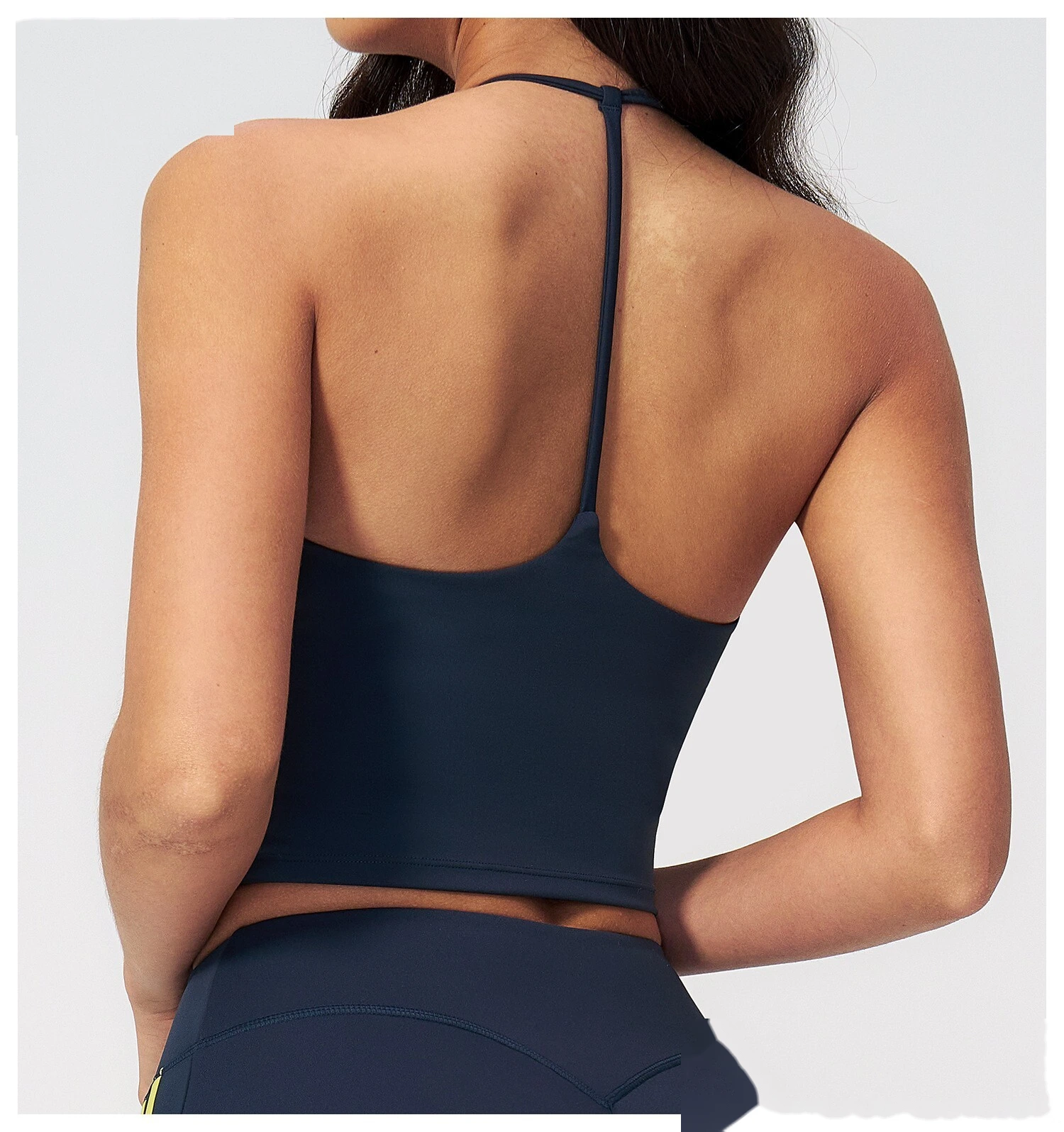Custom Women Halter Sports Vest, V Neck Slim Yoga Top With Padded Bra Outer Wear Workout Tank Top detail