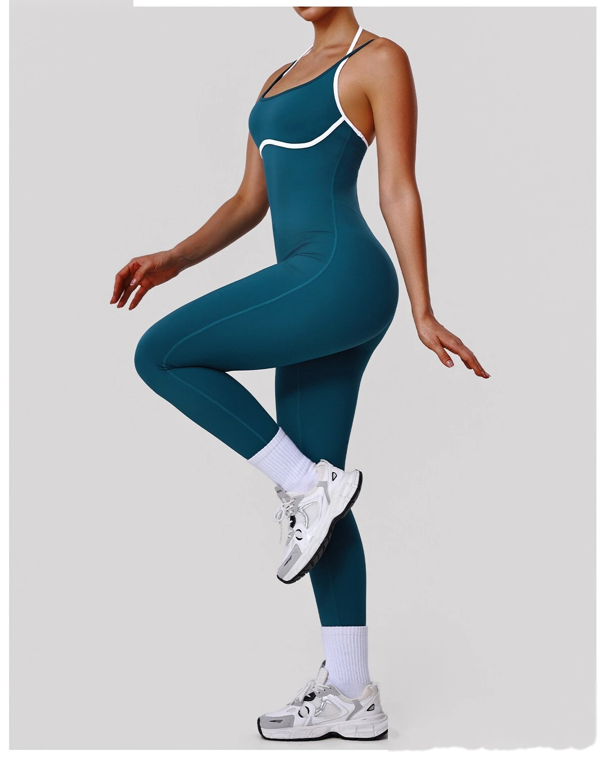 Bulk Custom Slim Fit Sports Bodysuit - Women's Thin-Strap Open Back Yoga Running Fitness Leotard detail