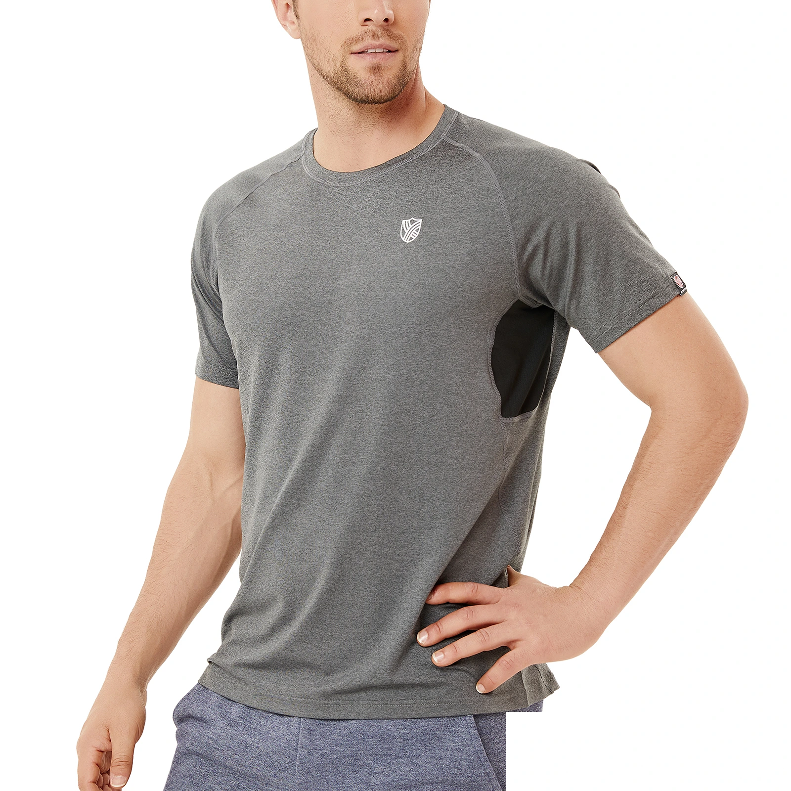 Summer men's loose running clothes sweat-absorbent breathable fitness short-sleeved round neck T-shirt detail