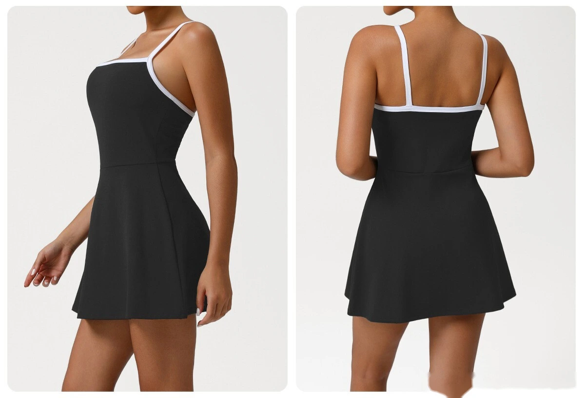 Customize the new sports style suspender dress tennis skirt waist slimming anti-exposure skirt with chest pad. detail
