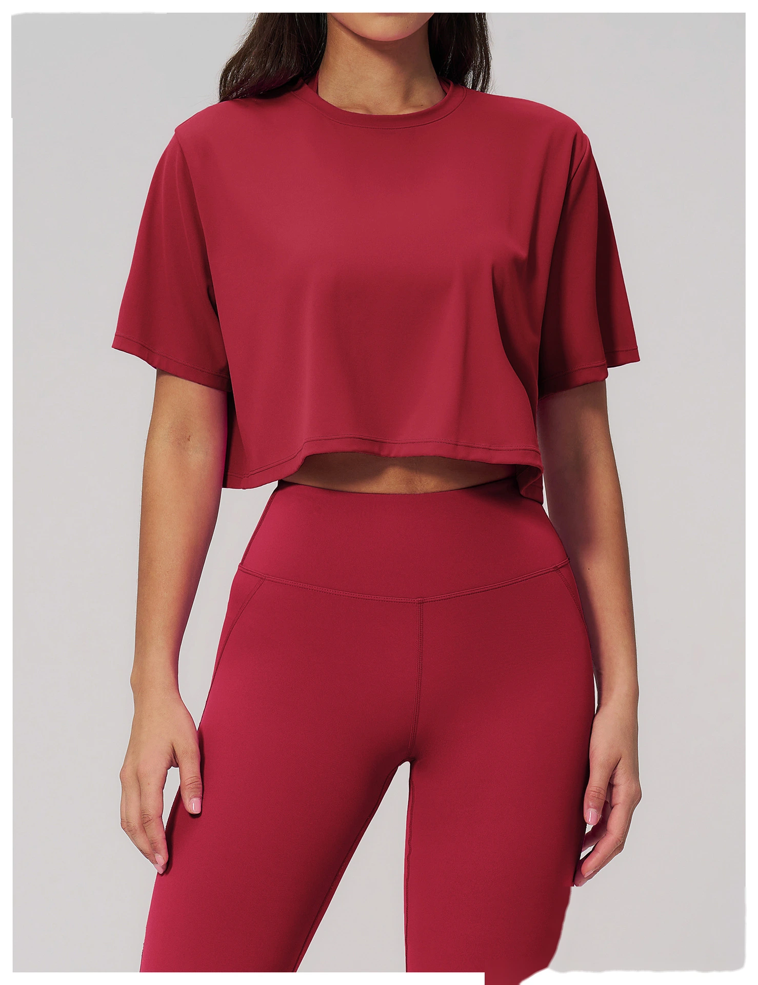 Custom Women’s Loose Fit Cropped Workout Top Short Sleeve Yoga T-Shirt Running Gym Activewear detail