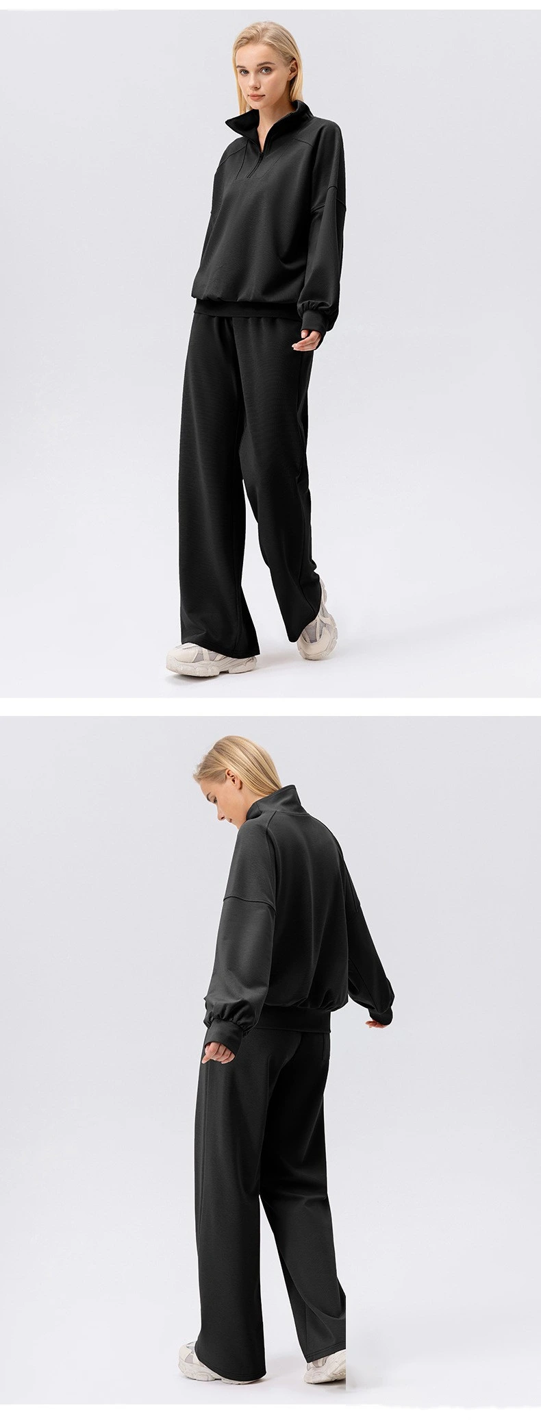 Custom autumn and winter wide-leg leisure sports pants women's high waist loose outdoor running fitness pants detail