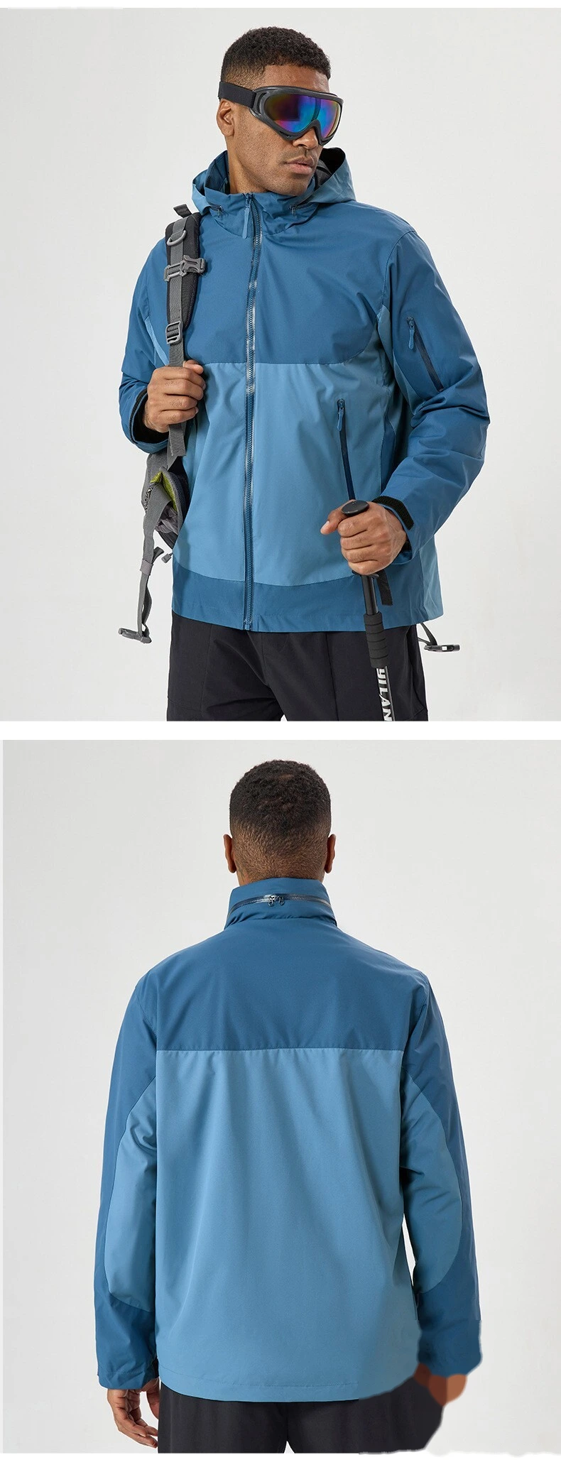 Custom Men's Multi-Functional Outdoor Jacket - Hooded, Windproof, Waterproof for Hiking & Mountaineering detail