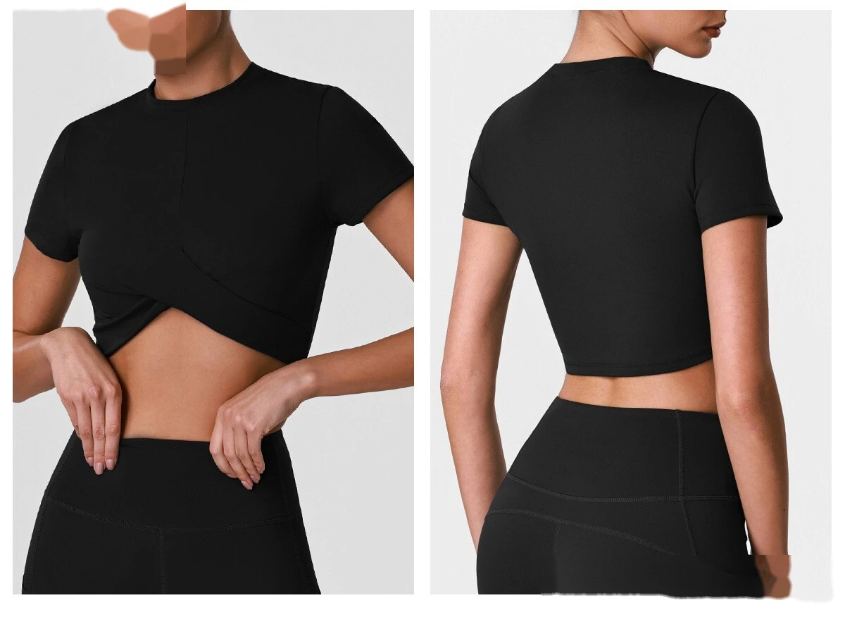 Women's Custom Waist Slimming Slim Fit Sports Fitness Short Sleeve, Casual Short Length Outdoor Yoga Top T-Shirt detail