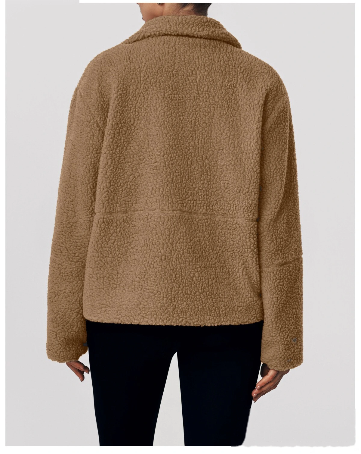 Women's Customizable Winter Fleece Jacket - Thick Sherpa Lined Lapel Cardigan, Warm Activewear for Running & Leisure detail