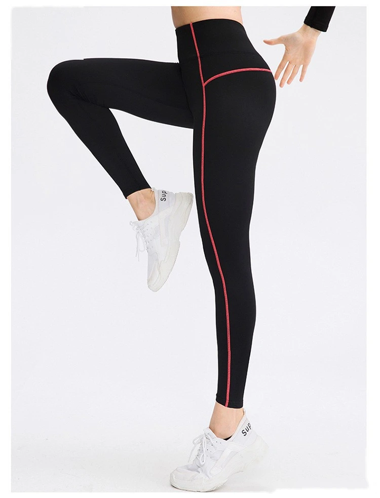 Customized autumn and winter ladies plus velvet sports pants running yoga fitness pants high waist tights detail