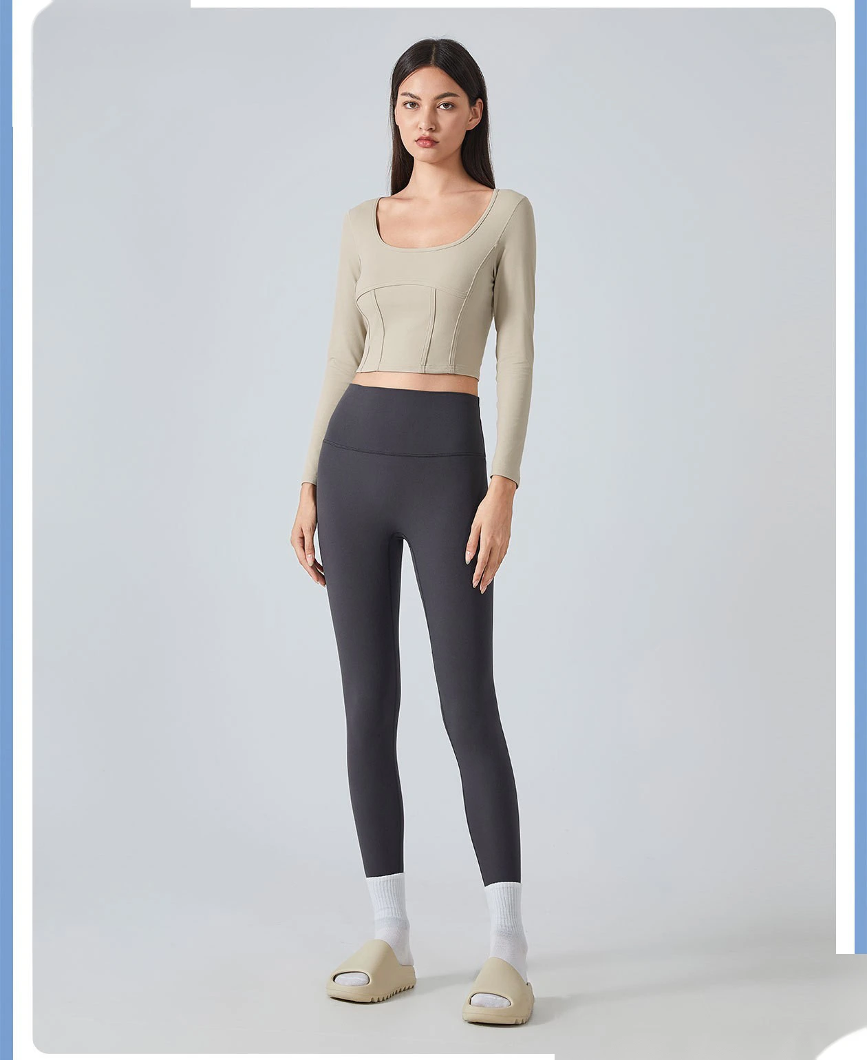 Customized sports, running and fitness long sleeves and short slim yoga clothes tops detail