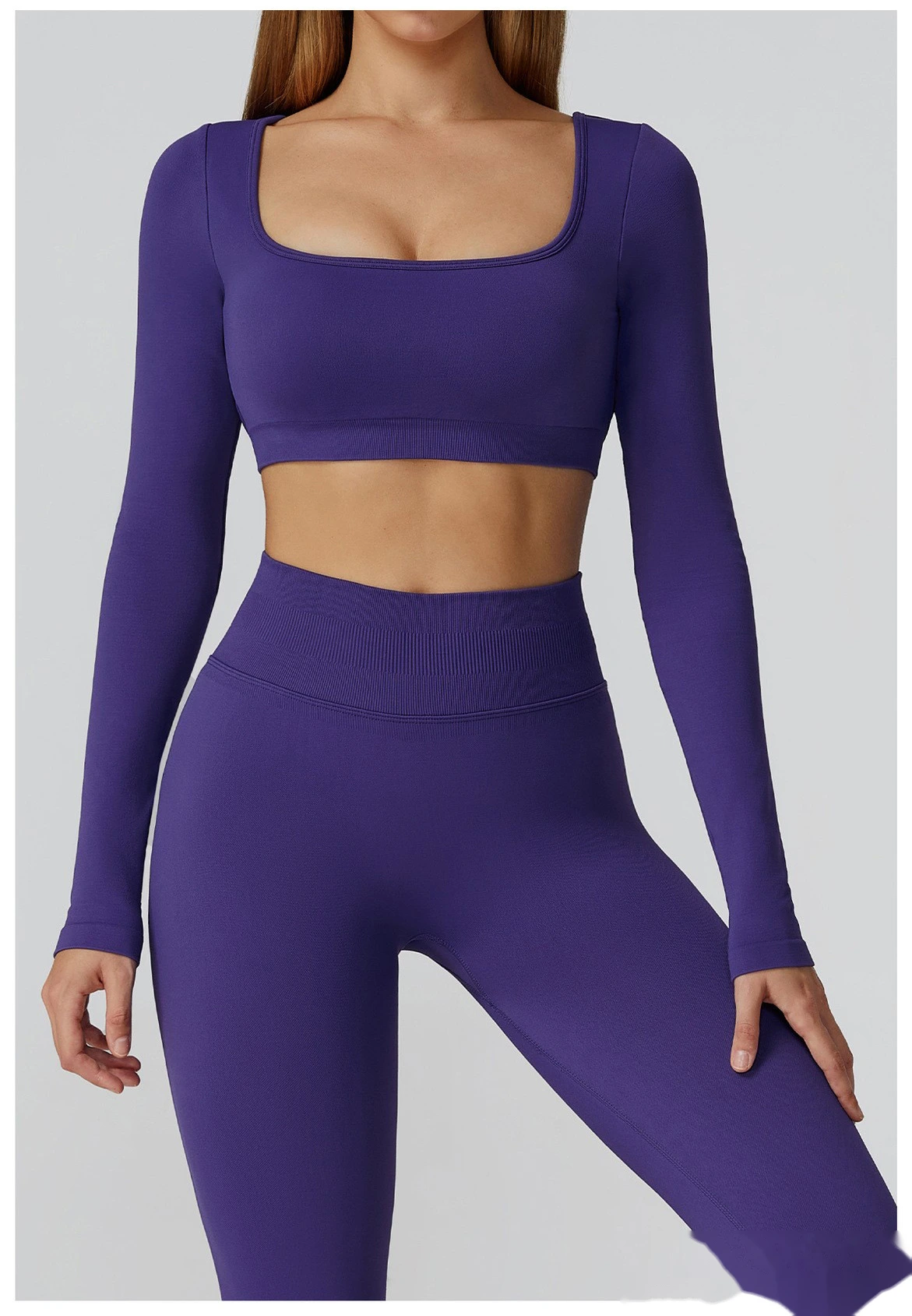 Customized seamless yoga clothes women's hollow back slim long-sleeved sports tops detail