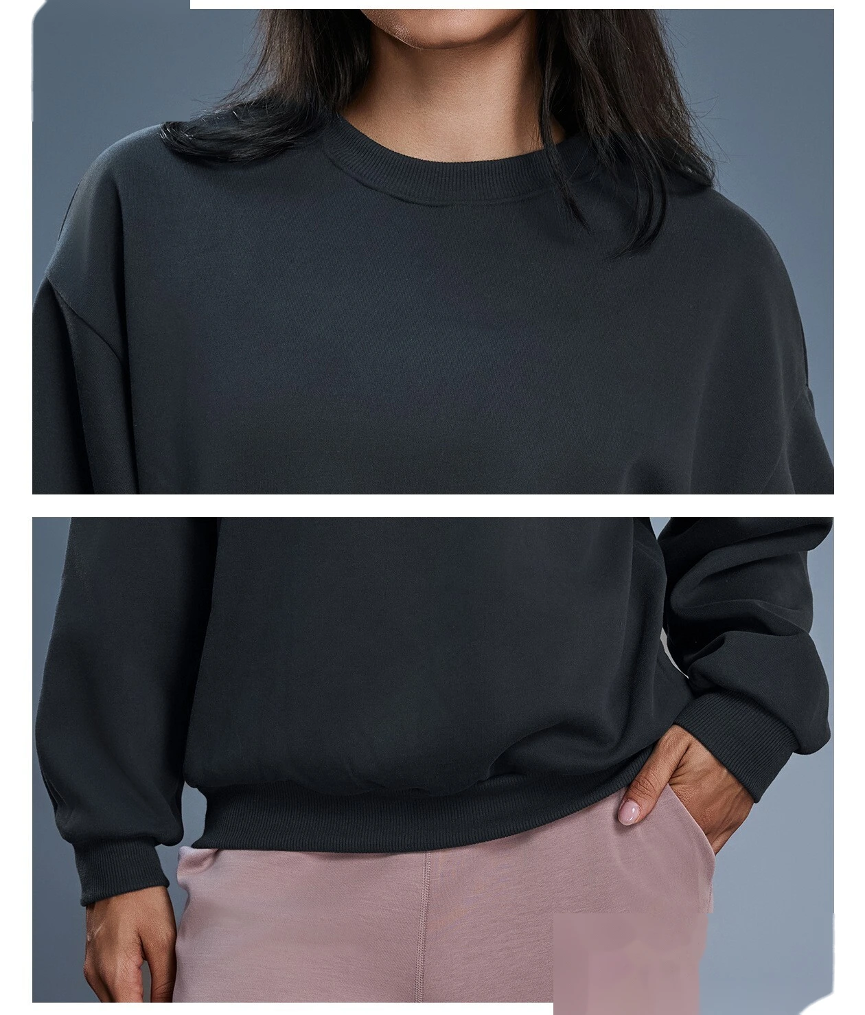 Custom Winter Warm Fleece Crew Neck Sweatshirt for Women - Loose Casual Versatile Long-Sleeve Pullover detail