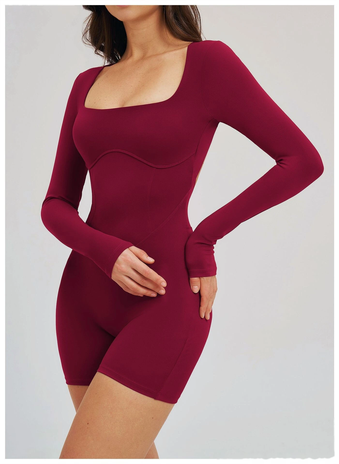 Women's Custom Hollow Out Open Back Tight Fitness Onesie - Long Sleeve Yoga Suit for Outdoor Running & Gym detail