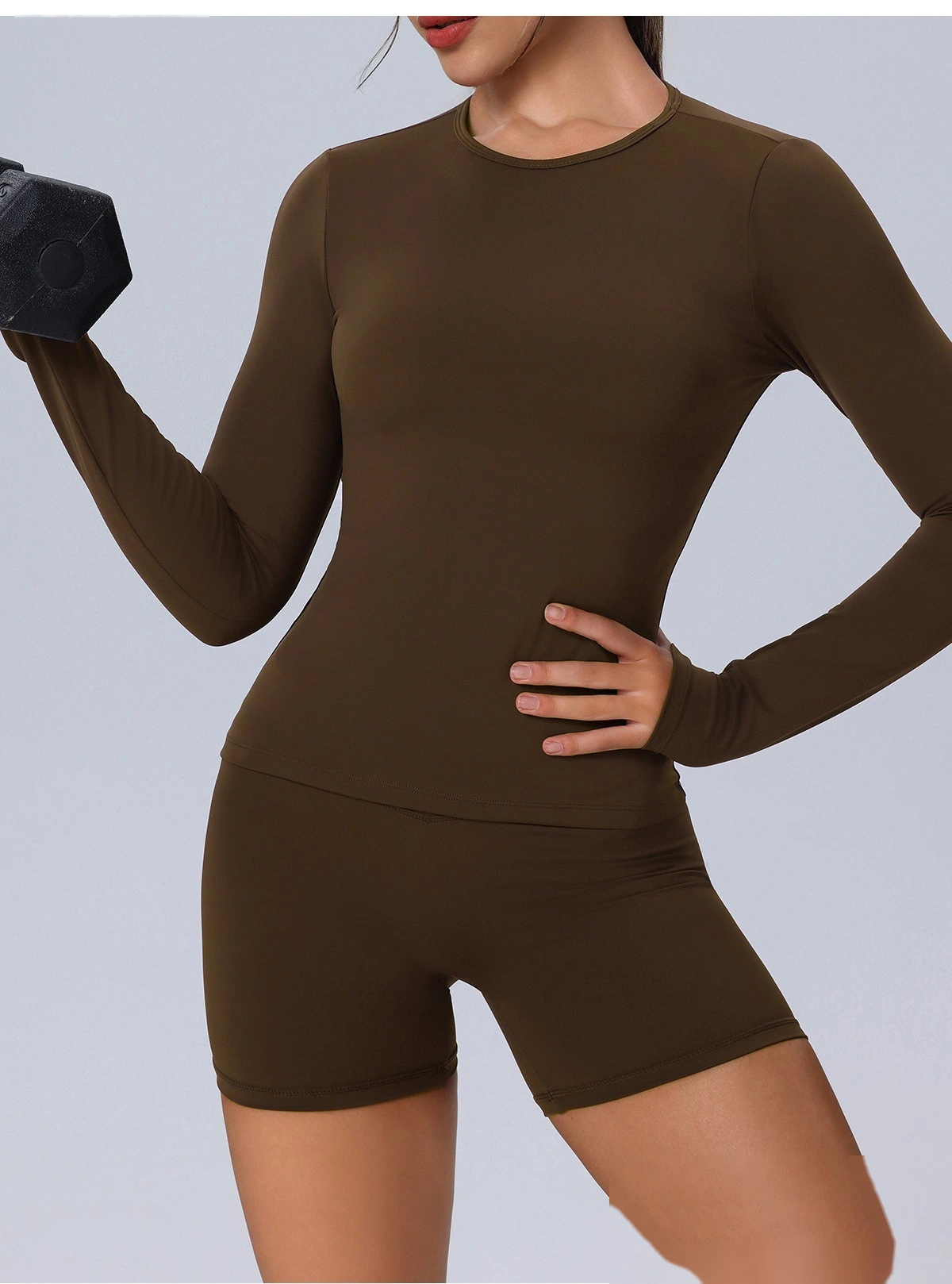 Customize tight-fitting long-sleeved yoga clothes for women's outdoor running T-shirts and elastic fitness clothes tops detail
