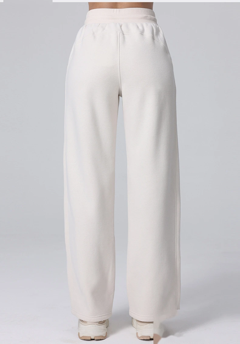 Custom autumn and winter high waist yoga pants casual straight wide-leg pants running plus velvet sports pants women detail