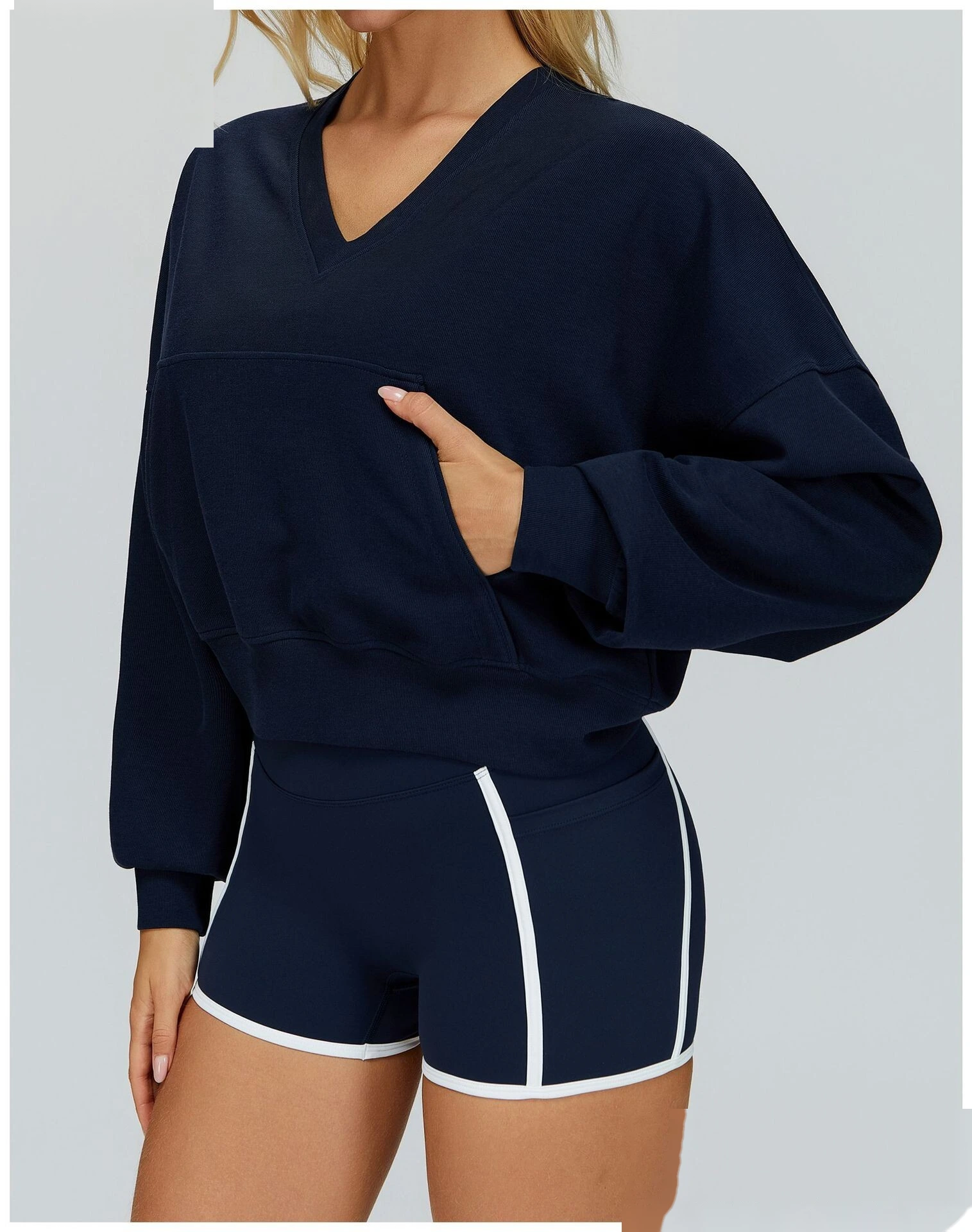 Windproof Hooded Sweatshirt, Women's/Loose Fit Workout Outerwear detail