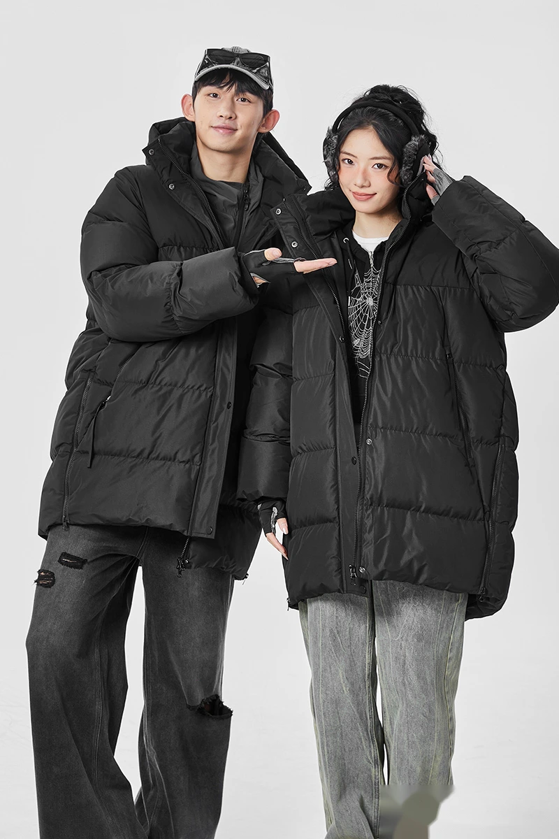 Customize winter men's and women's windproof warm contrast fashion cotton-padded coat. detail