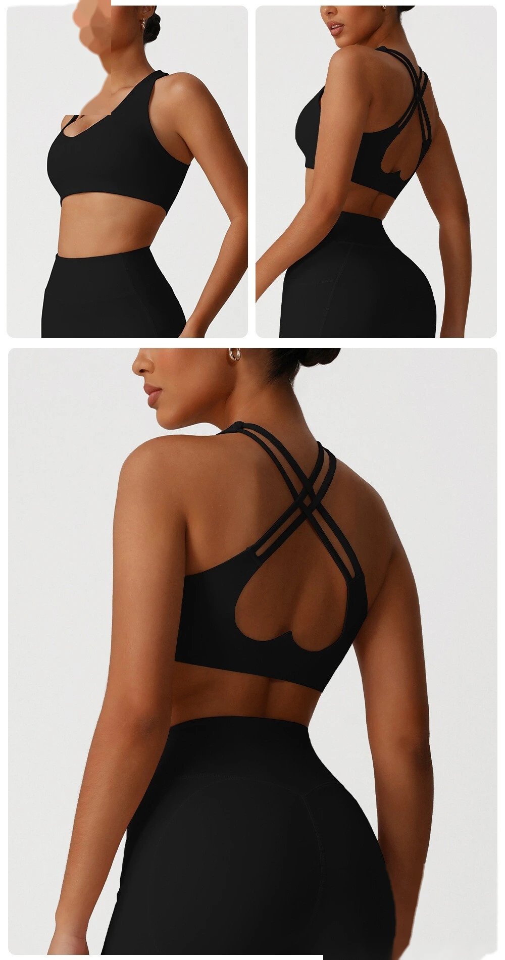 Quality Custom-made cross-back yoga vest gathers sports bra fitness bra with chest pad. Manufacturer detail