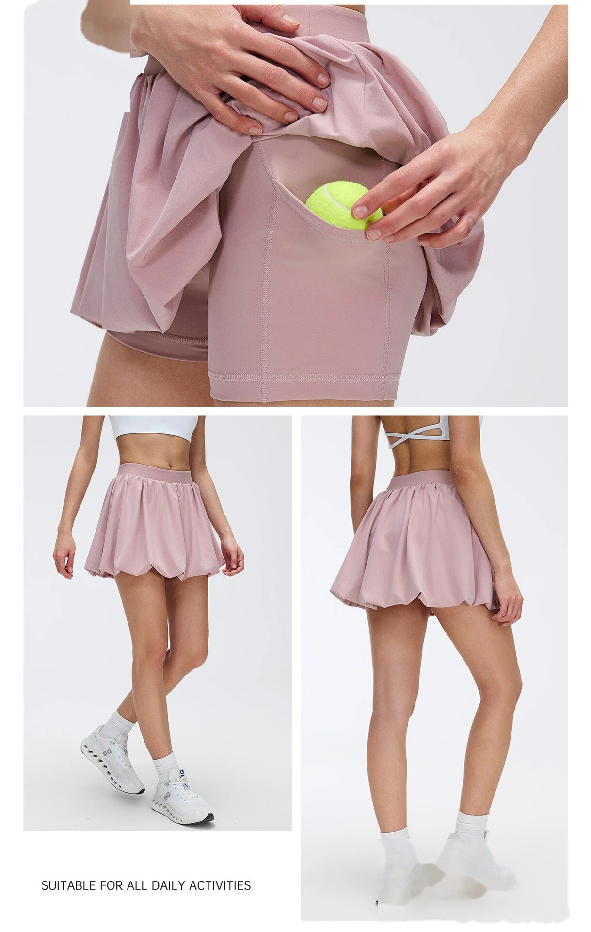 Bulk Custom Sports Flowy Skort - Women's Summer Anti-Chafe Ruffle Skirt for Outdoor Yoga Tennis Fitness detail