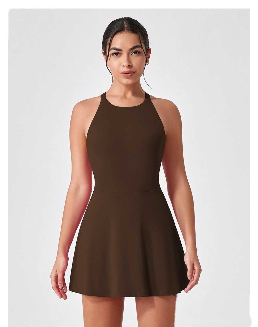 Sports dress is slim, light-proof and quick-drying feather tennis skirt, beautiful back fitness one-piece yoga suit detail