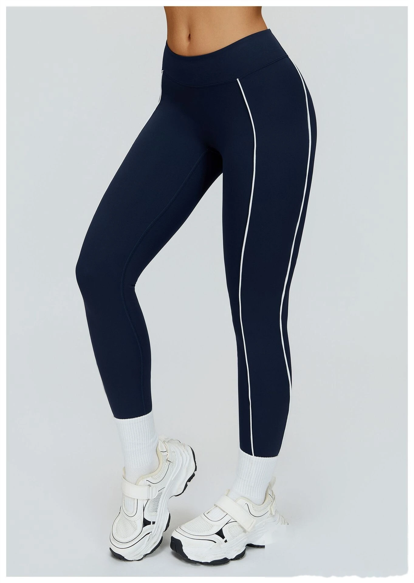 Custom Women’s Naked-Feel Tight Yoga Pants - Color Block High-Waisted Butt-Lifting Running Fitness Leggings detail