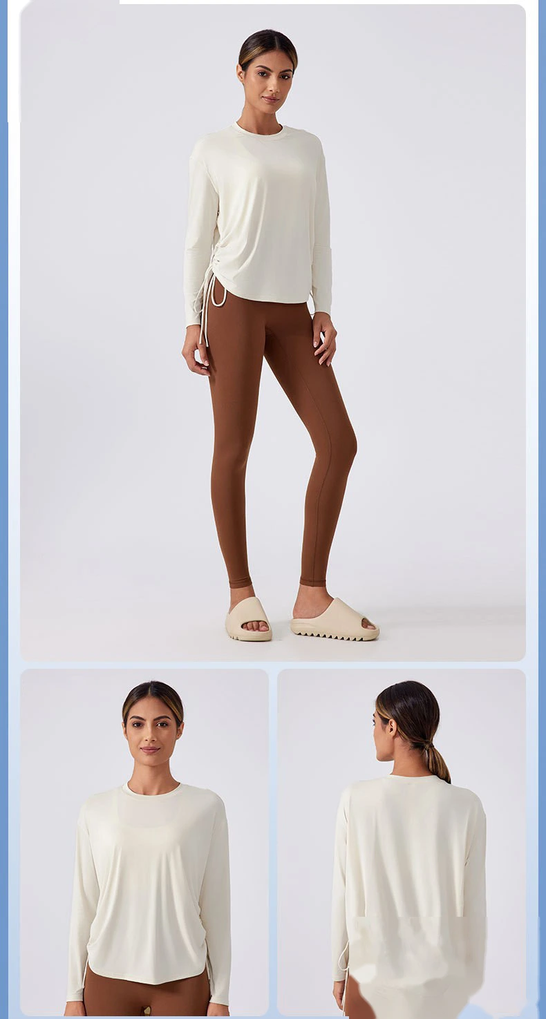 Yoga clothes top female nude loose long-sleeved T-shirt quick-drying breathable training running fitness clothes detail