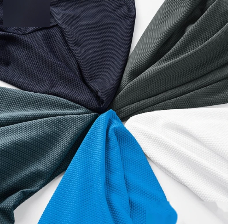 Mens round neck jacquard tshirt outdoor sports running t-shirt detail