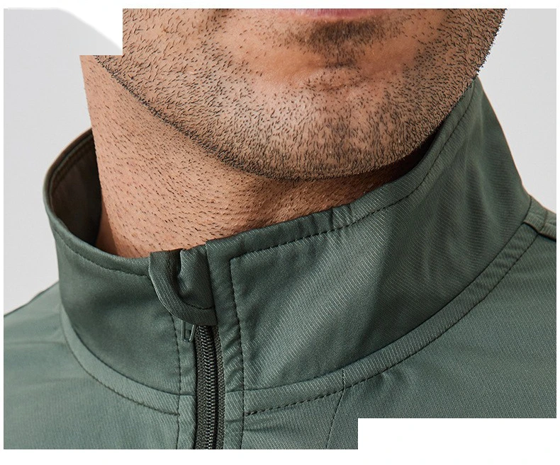 Custom autumn and winter sports coat stand collar zipper jacket outdoor windproof long sleeve cardigan running fitness detail