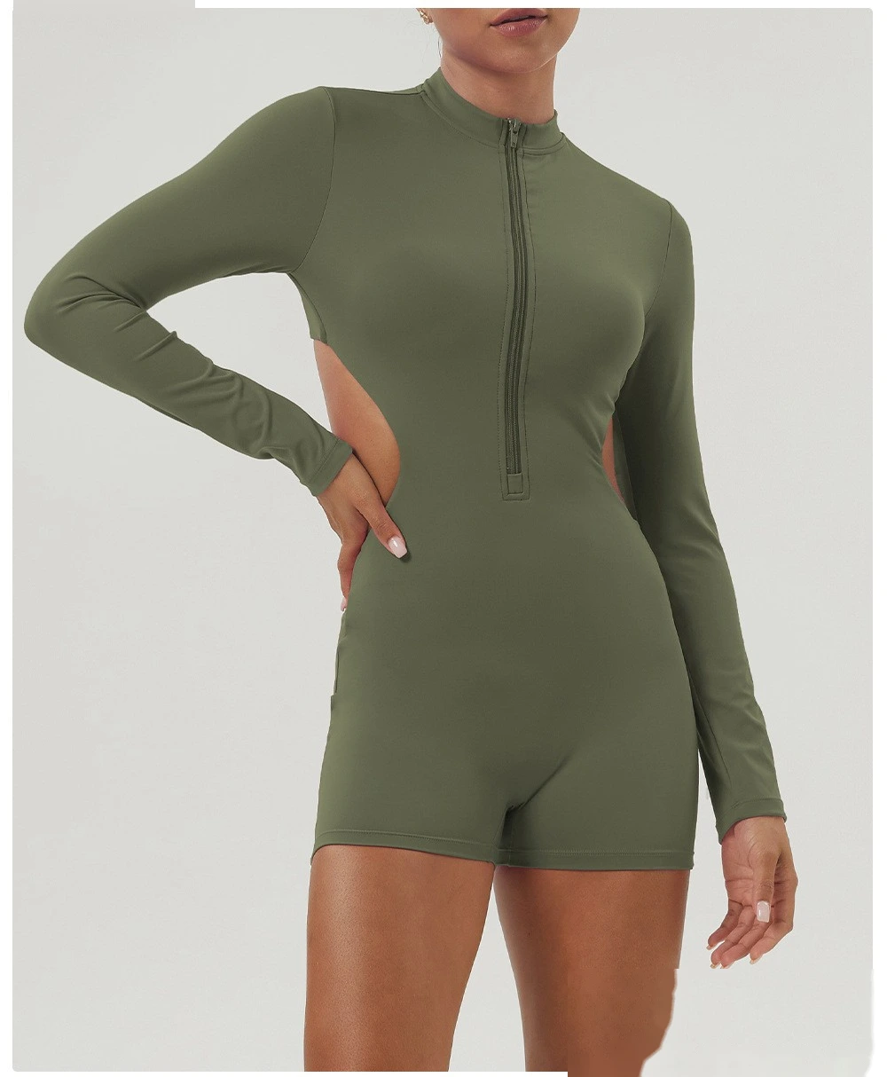 Quality Customized hollow waist long sleeve yoga clothes jumpsuit women's fitness clothes Manufacturer detail